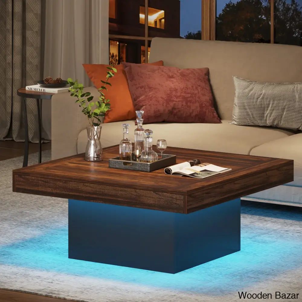 Squarey Led Coffee Table Farmhouse And Center