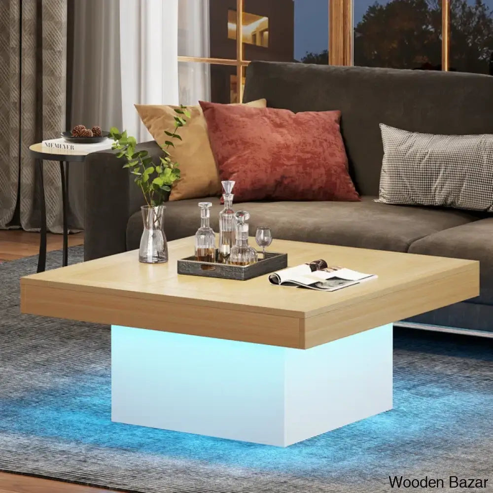 Squarey Led Coffee Table Farmhouse And Center