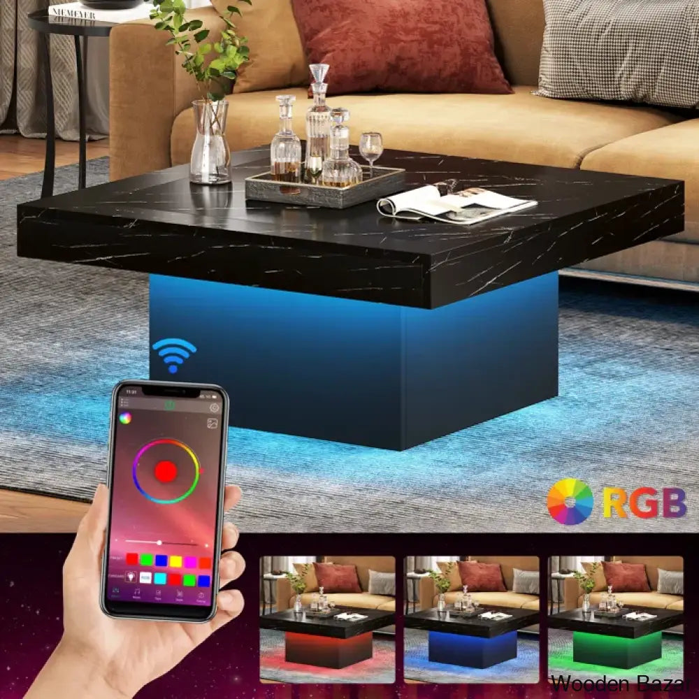 Squarey Led Coffee Table Farmhouse And Center