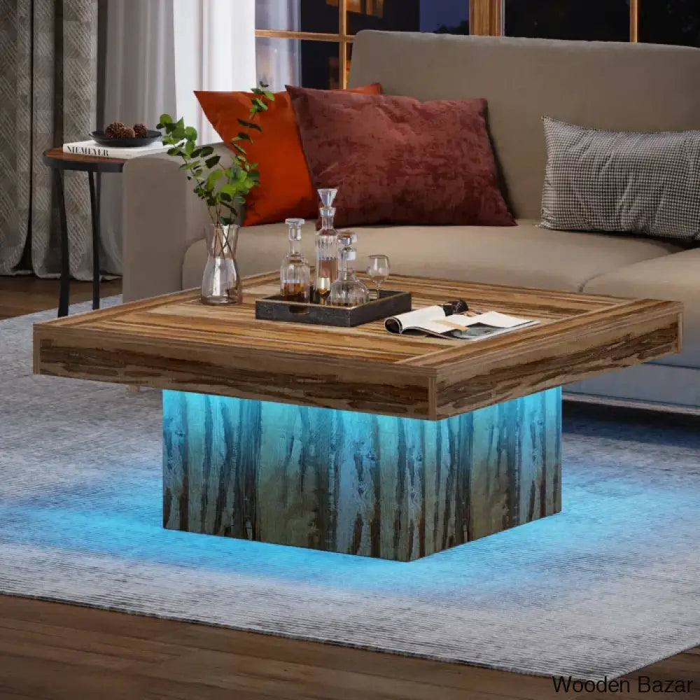 Squarey Led Coffee Table Farmhouse And Center