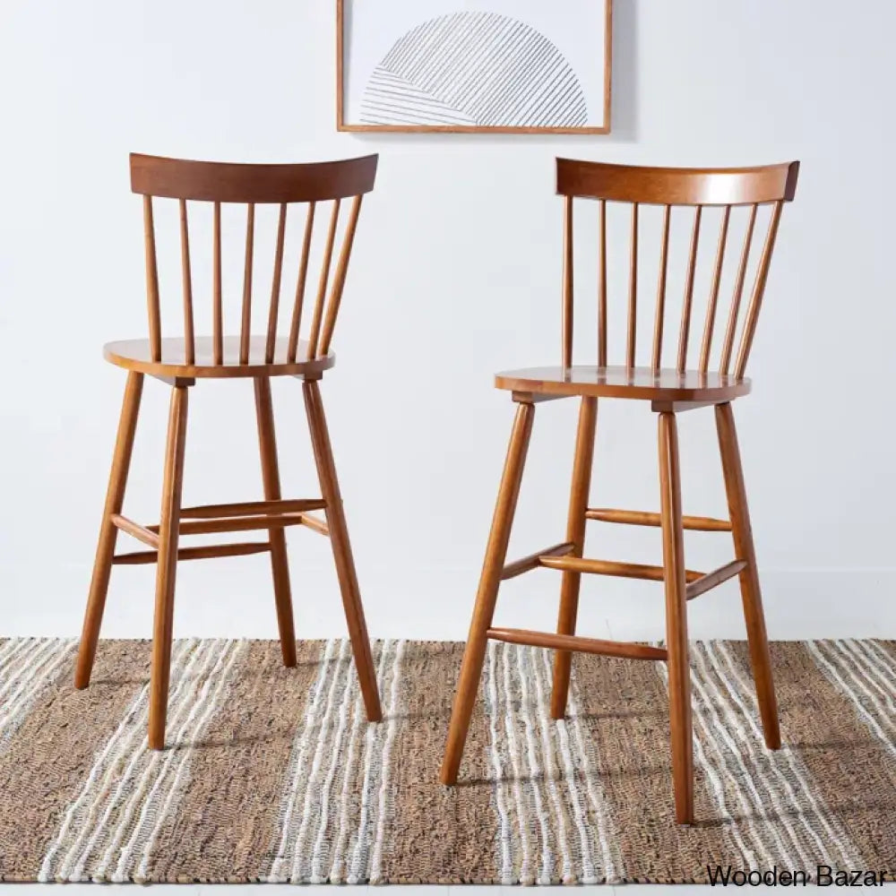 Staceey Swivel Solid Wood Counter And Bar Stool (Set Of 2)