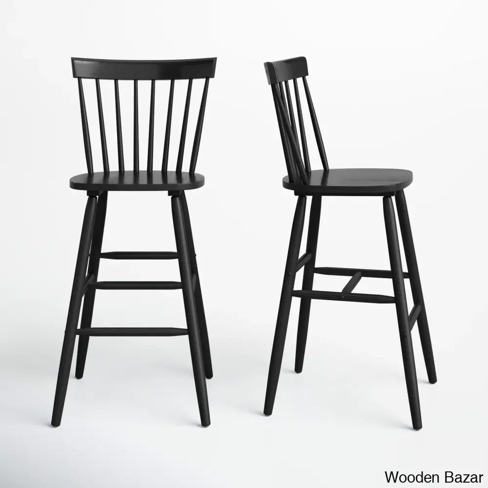 Staceey Swivel Solid Wood Counter And Bar Stool (Set Of 2) Black / (24’’ Seat Height)