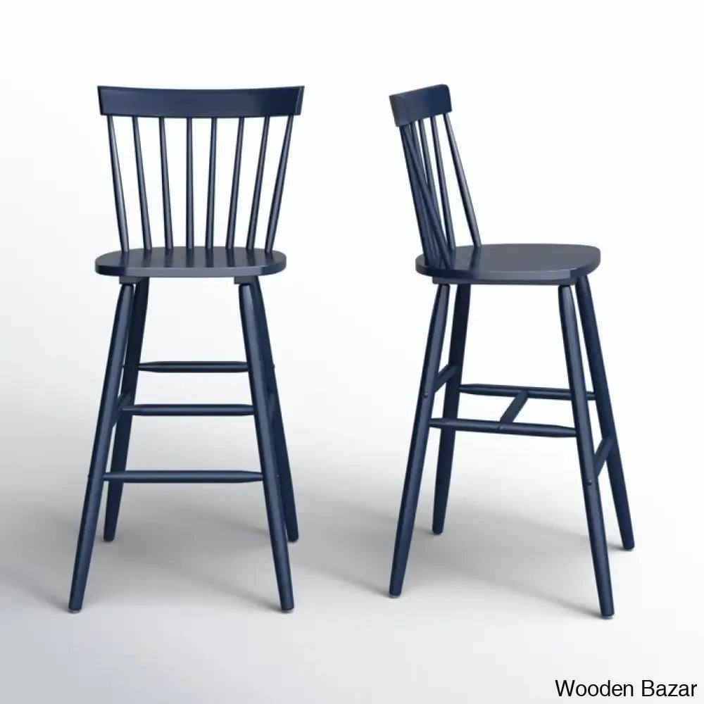 Staceey Swivel Solid Wood Counter And Bar Stool (Set Of 2) Navy / (24’’ Seat Height)