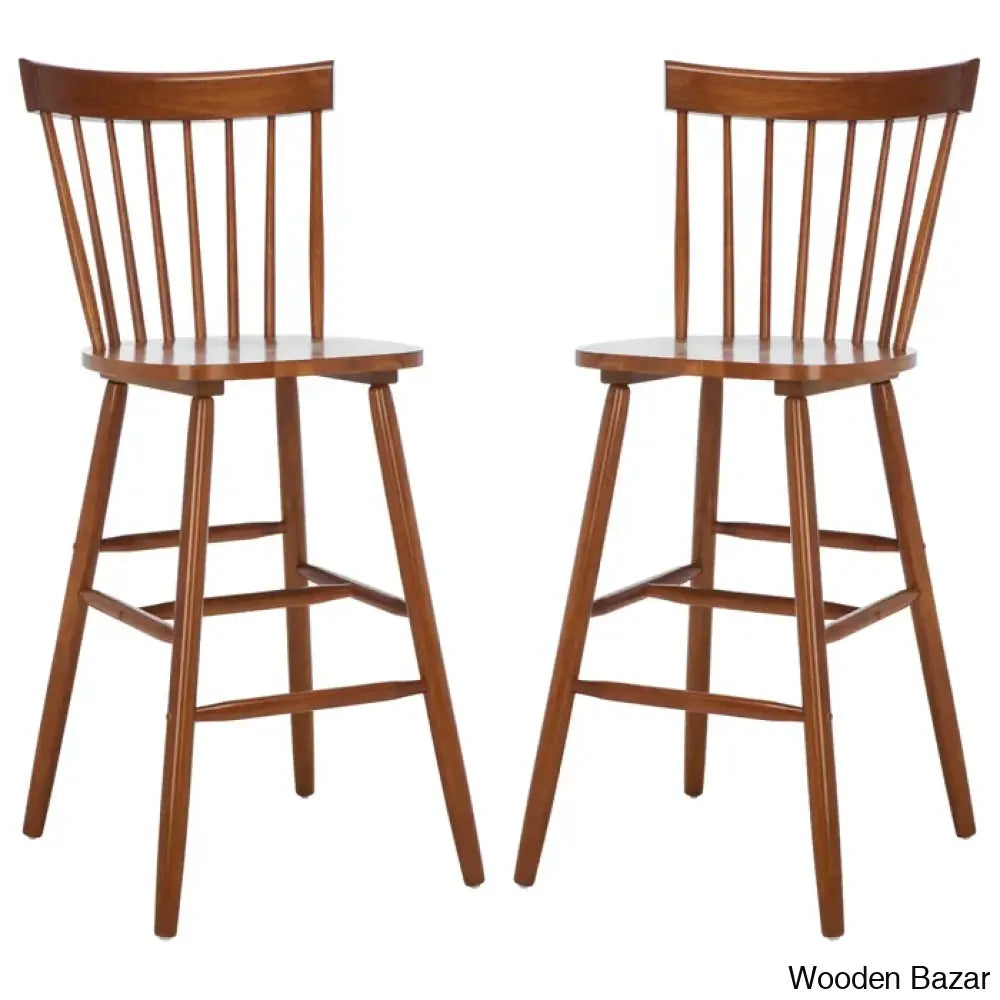 Staceey Swivel Solid Wood Counter And Bar Stool (Set Of 2) Walnut / (24’’ Seat Height)