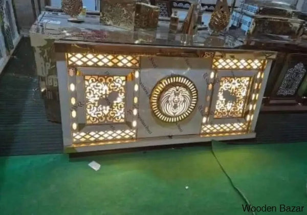 Stainless Steel Wedding Golden Buffet Counter - Wooden Bazar