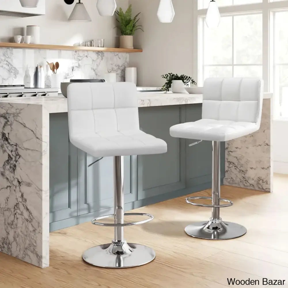 Stallcupo Modern Swivel Counter Stools In Stylish Upholstered Seating With Sleek Metal Frame