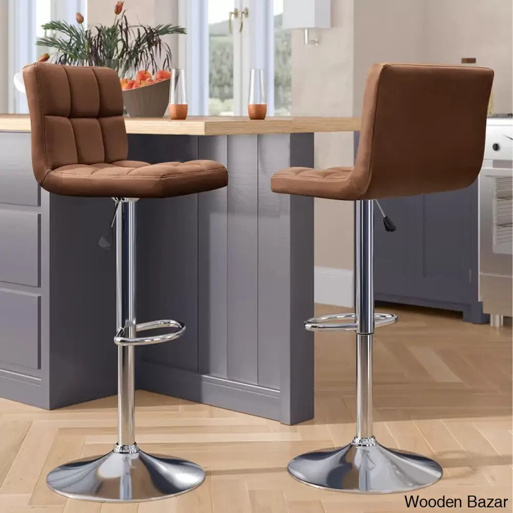 Stallcupo Modern Swivel Counter Stools In Stylish Upholstered Seating With Sleek Metal Frame