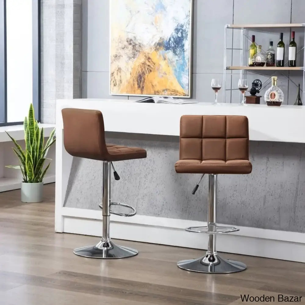 Stallcupo Modern Swivel Counter Stools In Stylish Upholstered Seating With Sleek Metal Frame