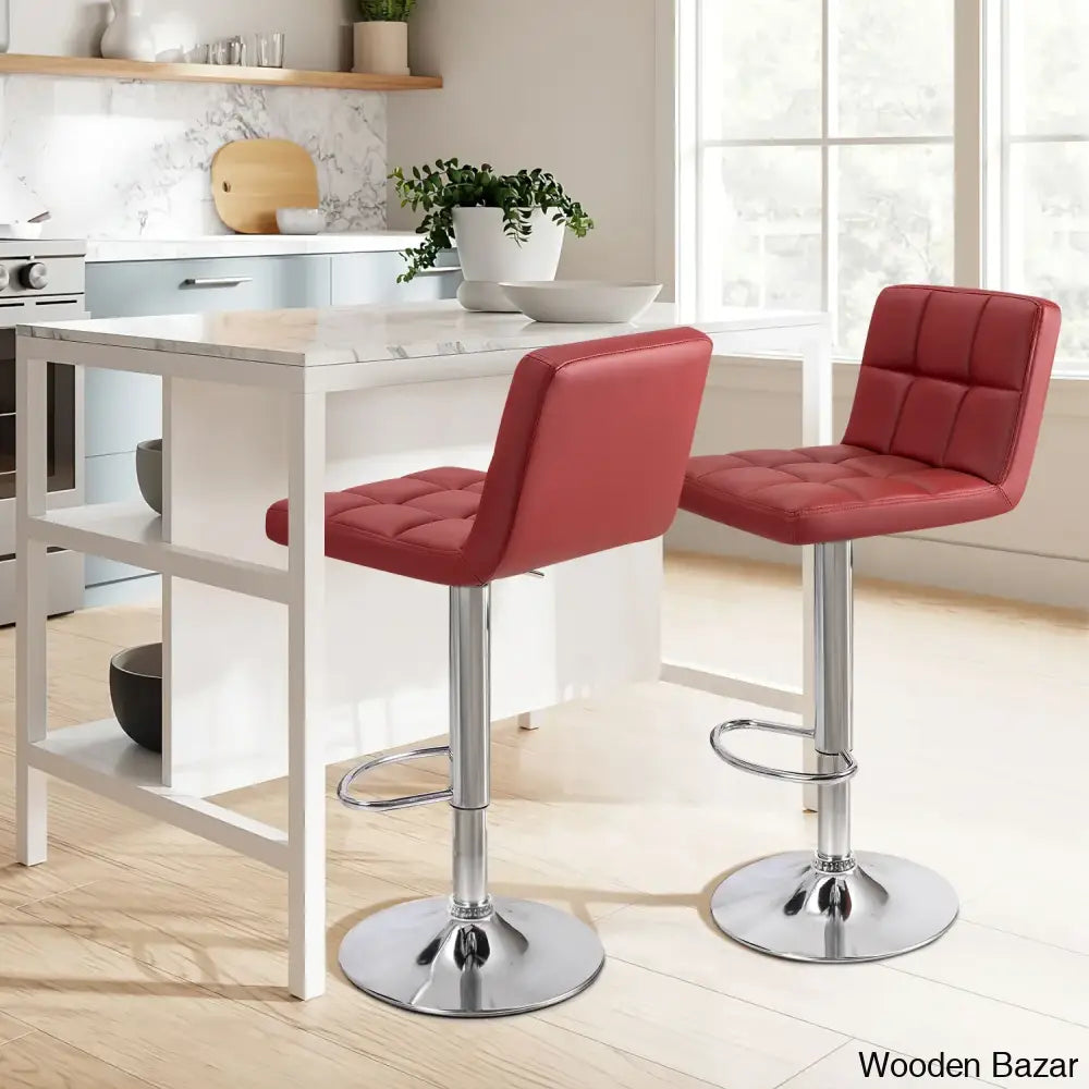 Stallcupo Modern Swivel Counter Stools In Stylish Upholstered Seating With Sleek Metal Frame