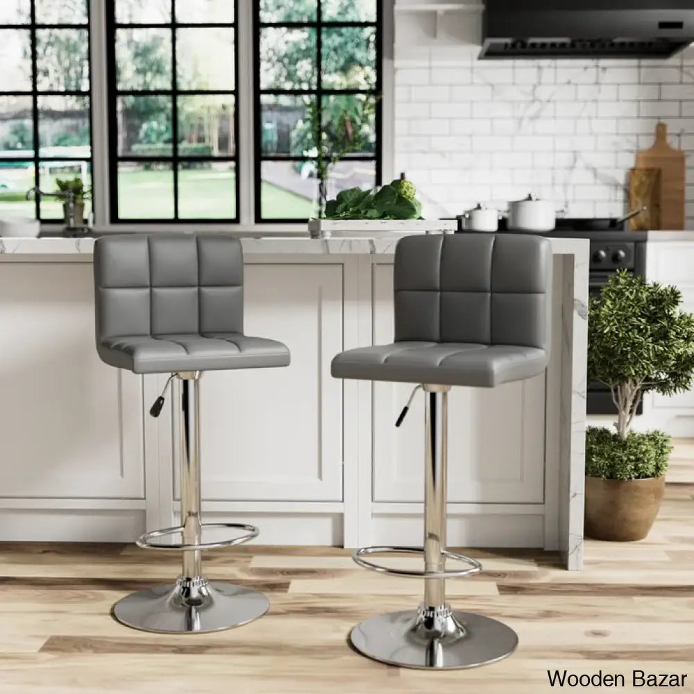 Stallcupo Modern Swivel Counter Stools In Stylish Upholstered Seating With Sleek Metal Frame