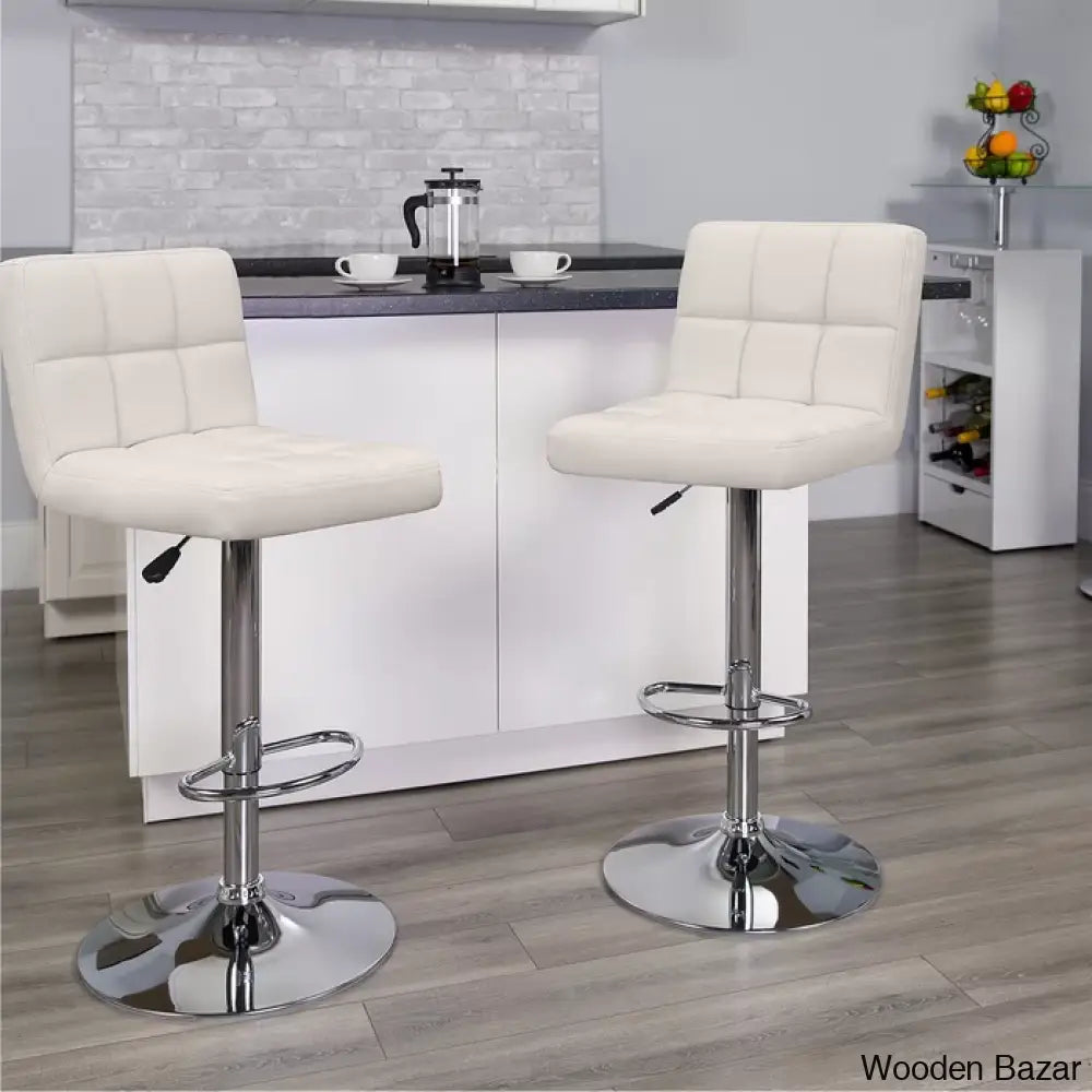 Stallcupo Modern Swivel Counter Stools In Stylish Upholstered Seating With Sleek Metal Frame