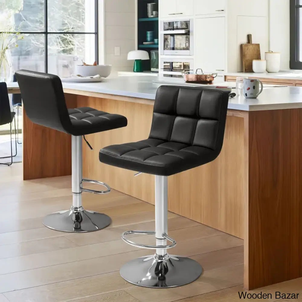 Stallcupo Modern Swivel Counter Stools In Stylish Upholstered Seating With Sleek Metal Frame Black