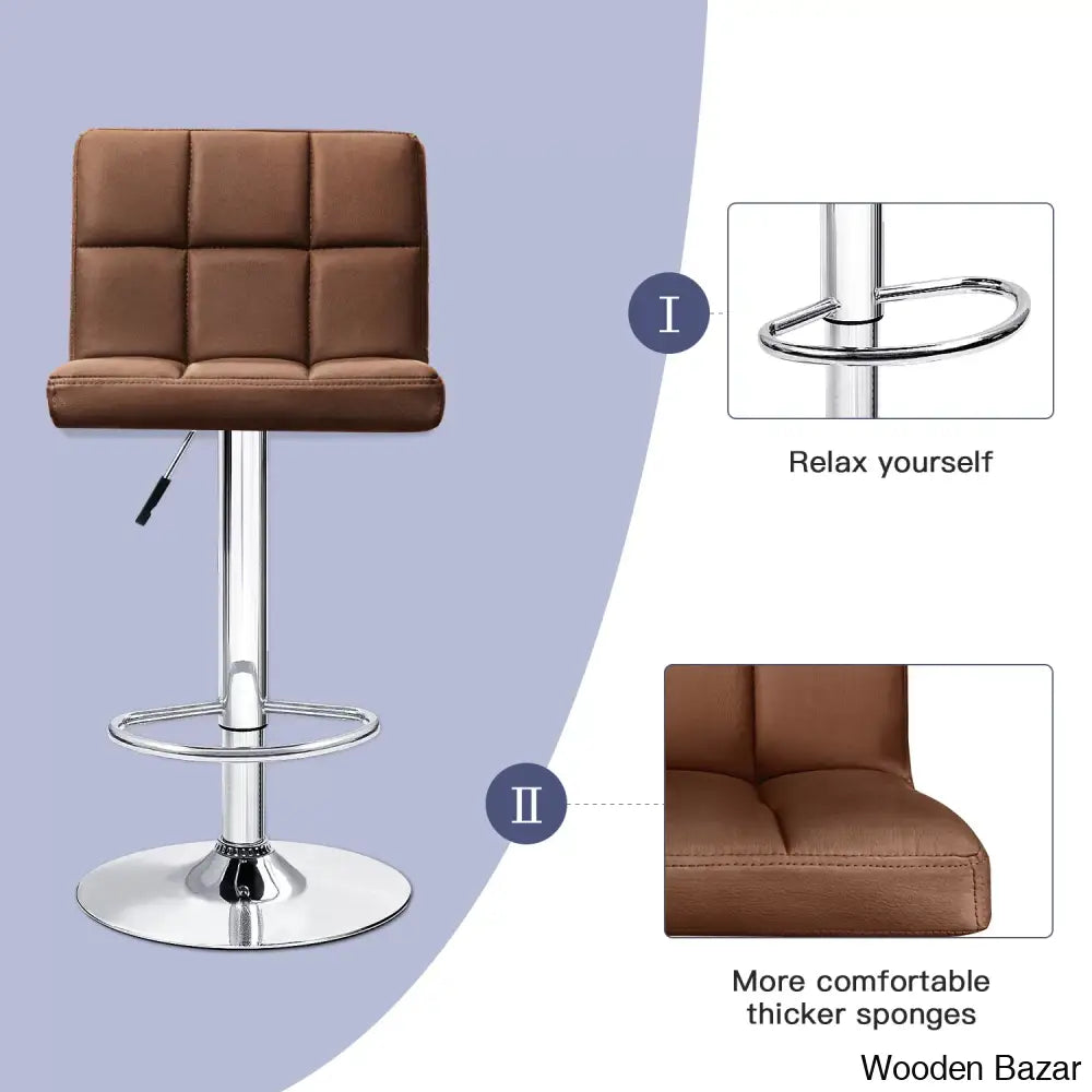 Stallcupo Modern Swivel Counter Stools In Stylish Upholstered Seating With Sleek Metal Frame Brown