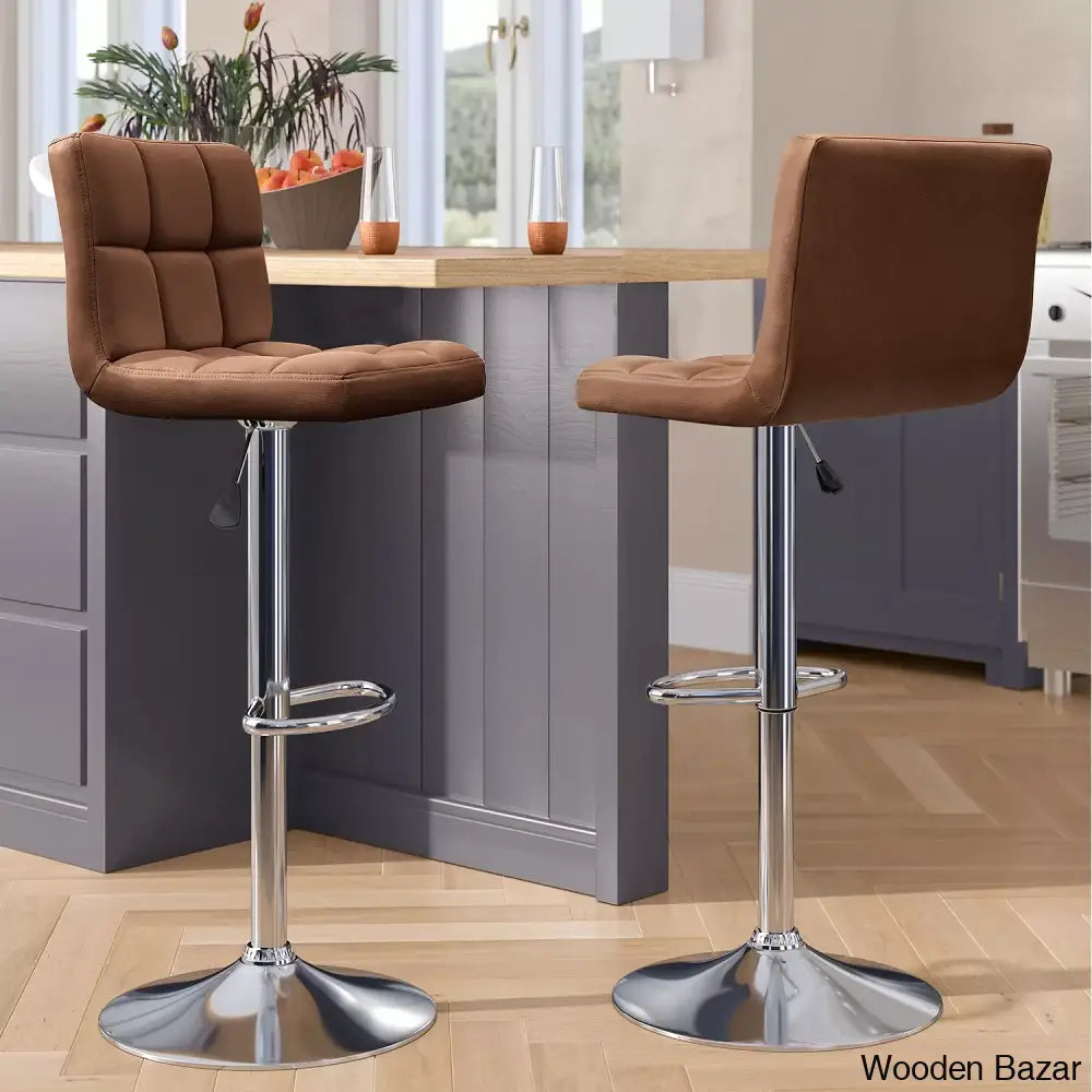 Stallcupo Modern Swivel Counter Stools In Stylish Upholstered Seating With Sleek Metal Frame Brown