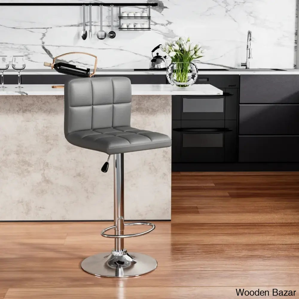 Stallcupo Modern Swivel Counter Stools In Stylish Upholstered Seating With Sleek Metal Frame Gray /