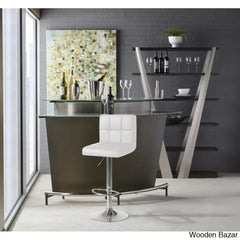 Stallcupo Modern Swivel Counter Stools In Stylish Upholstered Seating With Sleek Metal Frame White