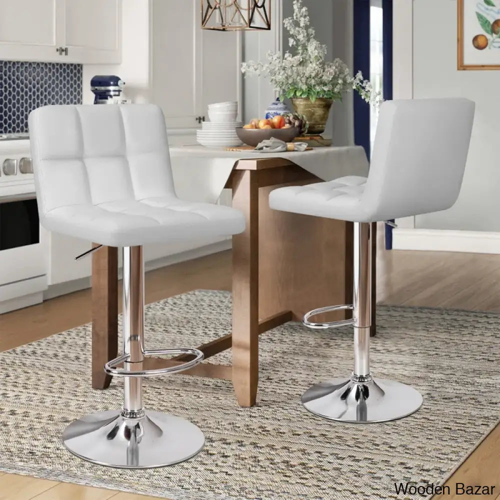 Stallcupo Modern Swivel Counter Stools In Stylish Upholstered Seating With Sleek Metal Frame White