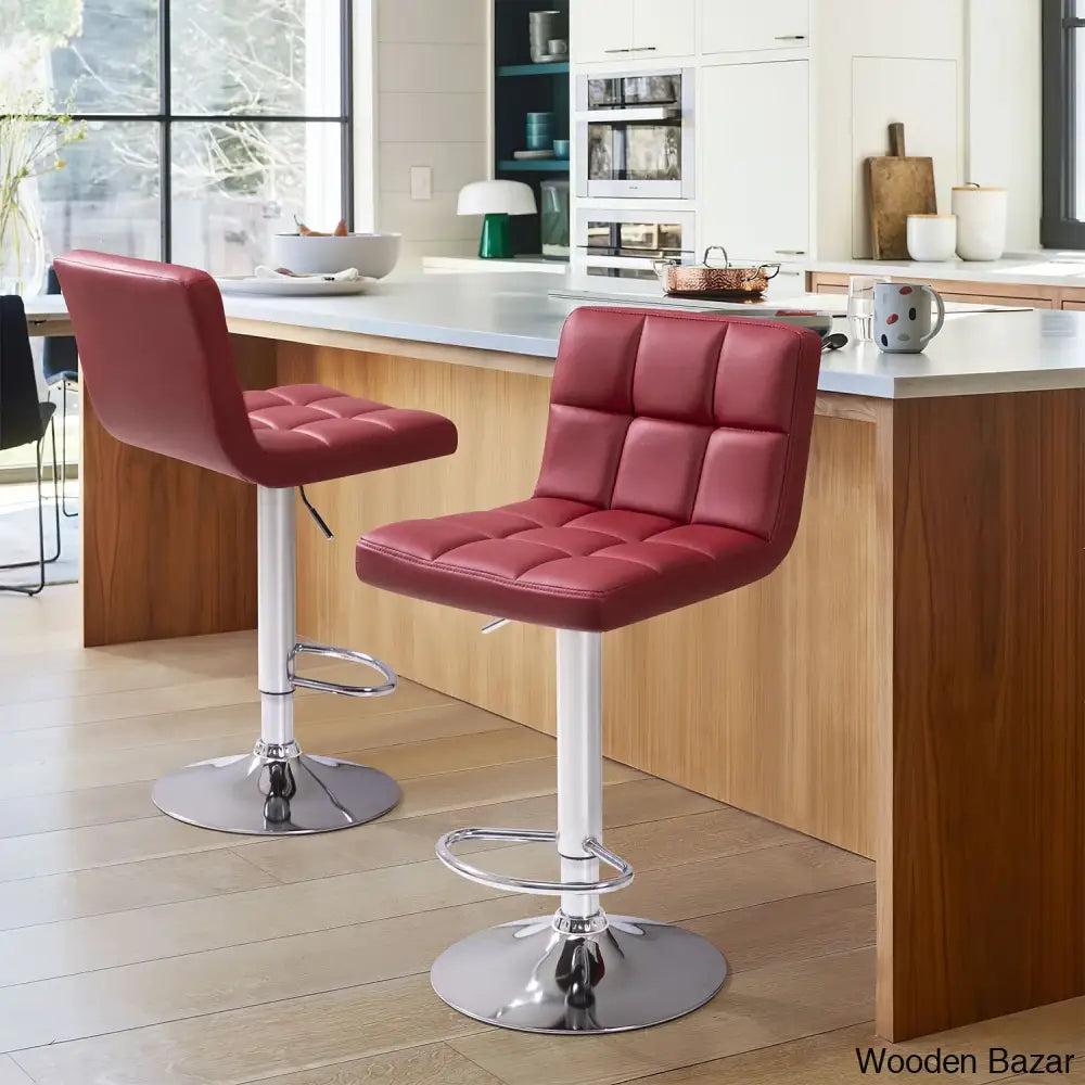 Stallcupo Modern Swivel Counter Stools In Stylish Upholstered Seating With Sleek Metal Frame Wine