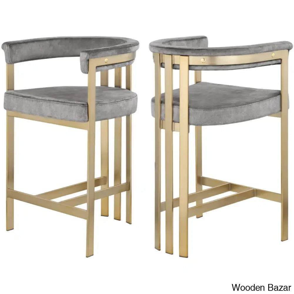 Stasiaz Upholstered Swivel 26.4’’ Counter And Bar Stool With Metal Frame (Set Of 2)