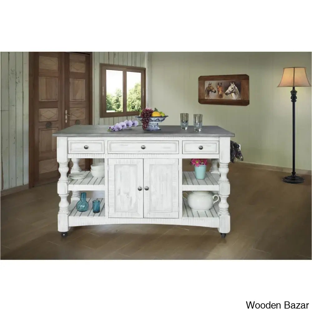 Stonegate Solid Wood Kitchen Island Trolley Cart Cabinet Kitchen Island With Storage