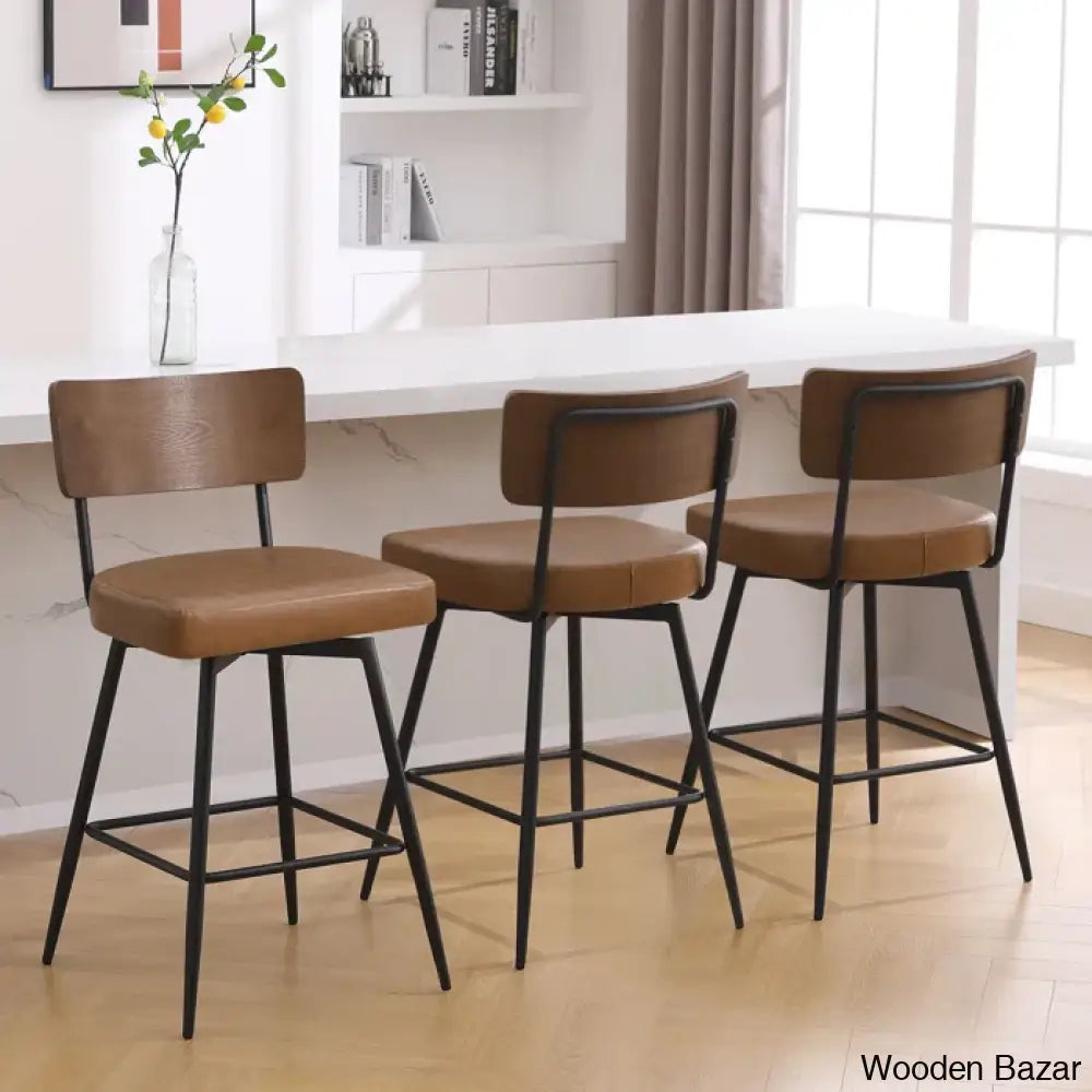 Storc Swivel Upholstered Counter & Bar Stool (Set Of 3) Brown / (29’’ Seat Height)