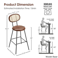 Suno Swivel Upholstered 30’’ Counter And Bar Stool With Metal Frame (Set Of 4)