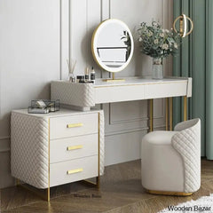 Sunon Wide Vanity With Mirror Wooden Dressing Table Design Stool