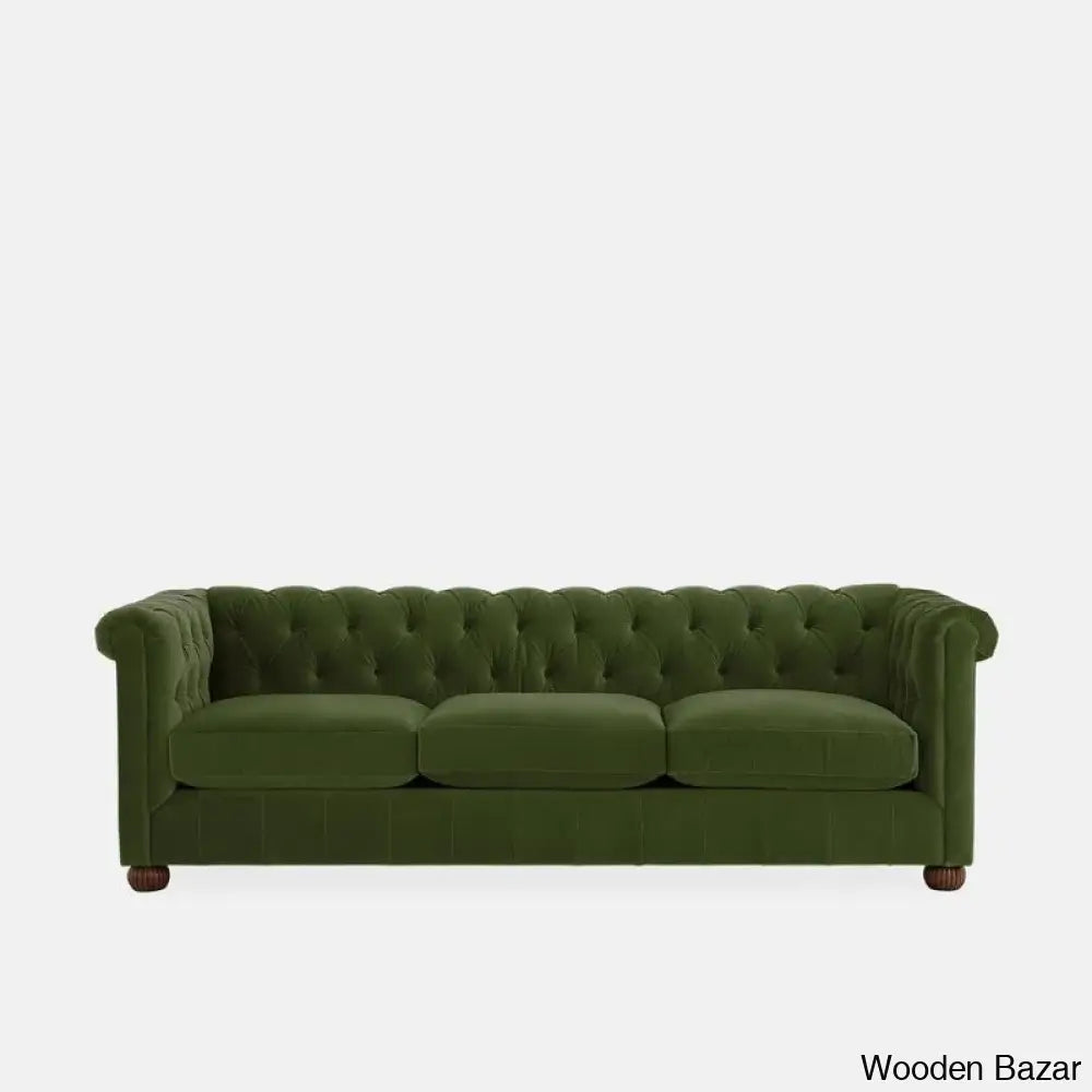 Sutta Premium Chesterfield 3 Seater Sofa - Wooden Bazar Dark Green