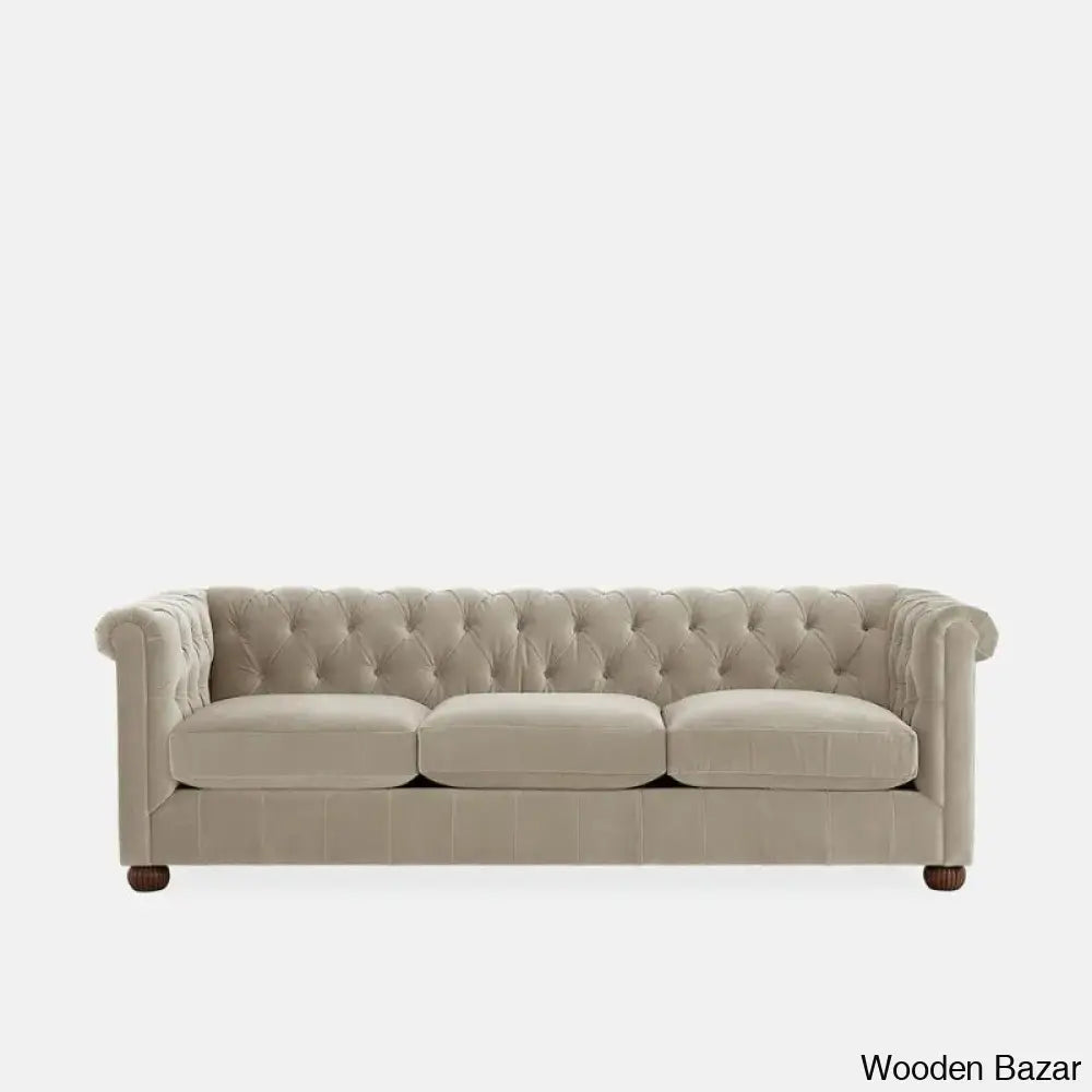 Sutta Premium Chesterfield 3 Seater Sofa - Wooden Bazar Offwhite