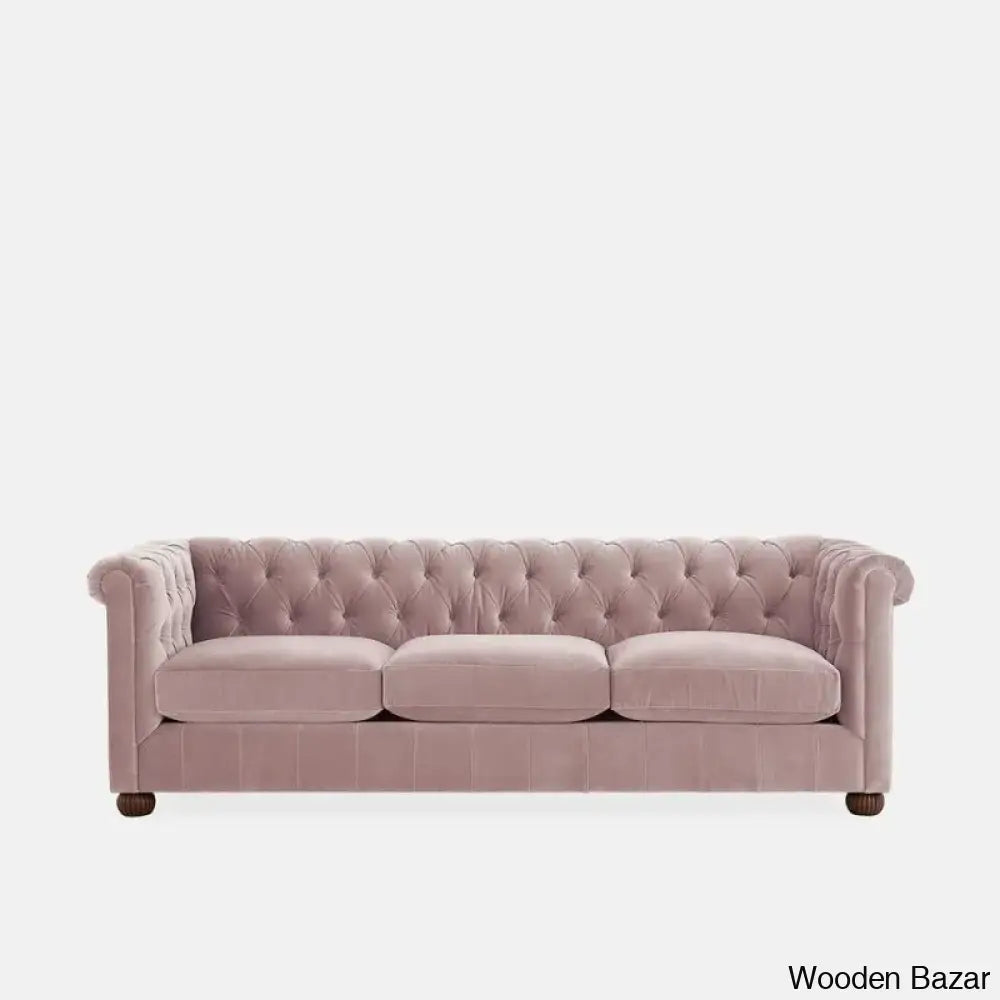 Sutta Premium Chesterfield 3 Seater Sofa - Wooden Bazar Pink