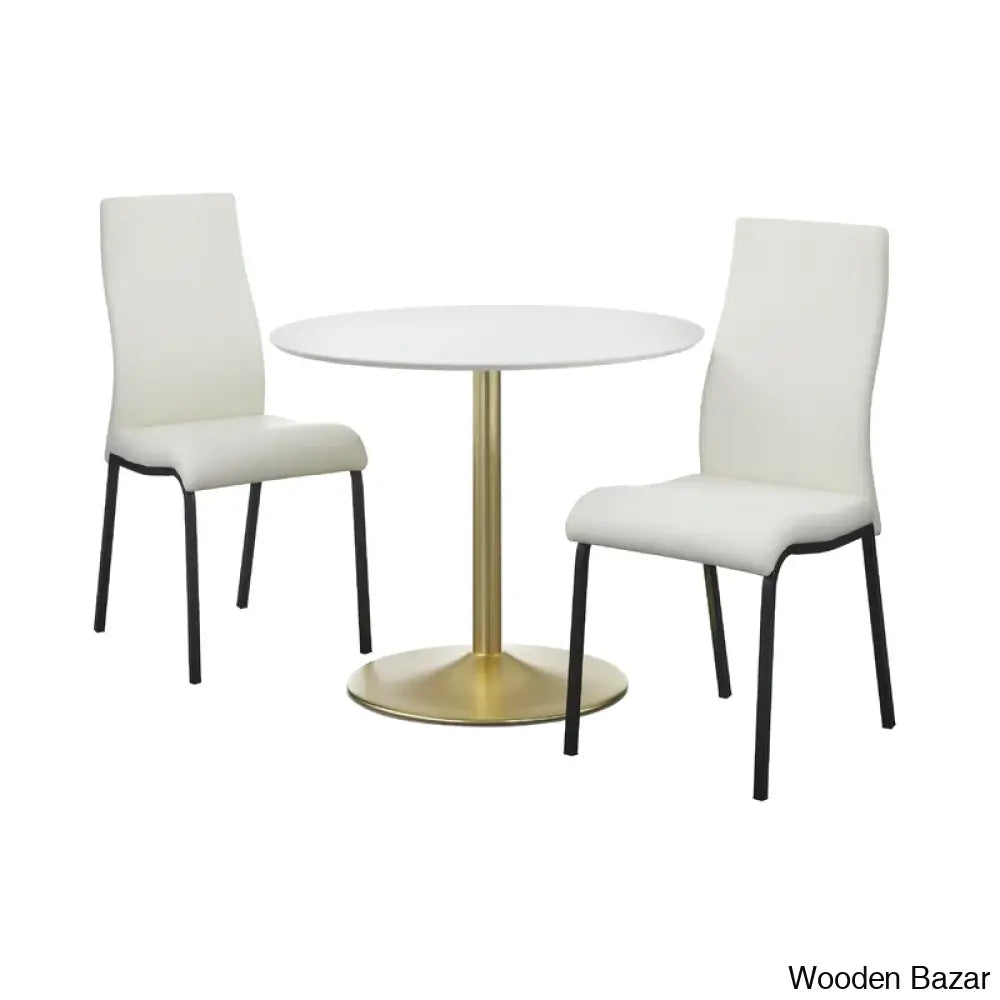 Swarg Modern Pedestal Dining Table Set - Wooden Bazar