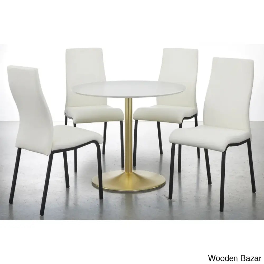 Swarg Modern Pedestal Dining Table Set - Wooden Bazar