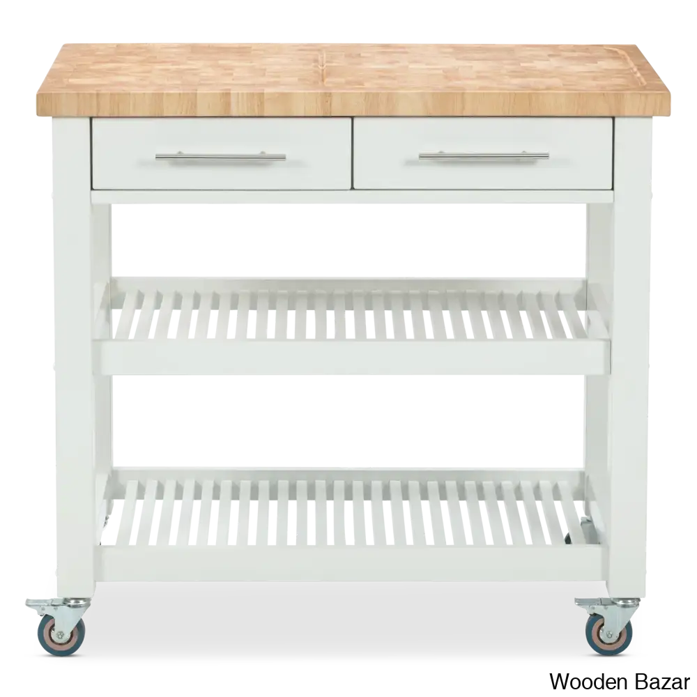 Sydney 38.30’’ Wide Rolling Kitchen Cart Trolley Cart Cabinet Kitchen Island With Storage