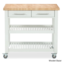 Sydney 38.30’’ Wide Rolling Kitchen Cart Trolley Cart Cabinet Kitchen Island With Storage