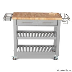 Sydney 38.30’’ Wide Rolling Kitchen Cart Trolley Cart Cabinet Kitchen Island With Storage