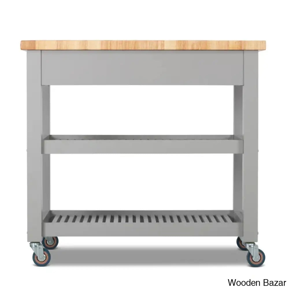 Sydney 38.30’’ Wide Rolling Kitchen Cart Trolley Cart Cabinet Kitchen Island With Storage