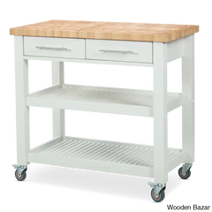 Sydney 38.30’’ Wide Rolling Kitchen Cart Trolley Cart Cabinet Kitchen Island With Storage