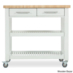 Sydney 38.30’’ Wide Rolling Kitchen Cart Trolley Cart Cabinet Kitchen Island With Storage