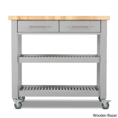 Sydney 38.30’’ Wide Rolling Kitchen Cart Trolley Cart Cabinet Kitchen Island With Storage