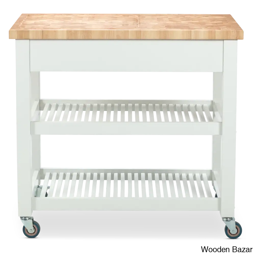 Sydney 38.30’’ Wide Rolling Kitchen Cart Trolley Cart Cabinet Kitchen Island With Storage