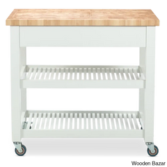 Sydney 38.30’’ Wide Rolling Kitchen Cart Trolley Cart Cabinet Kitchen Island With Storage