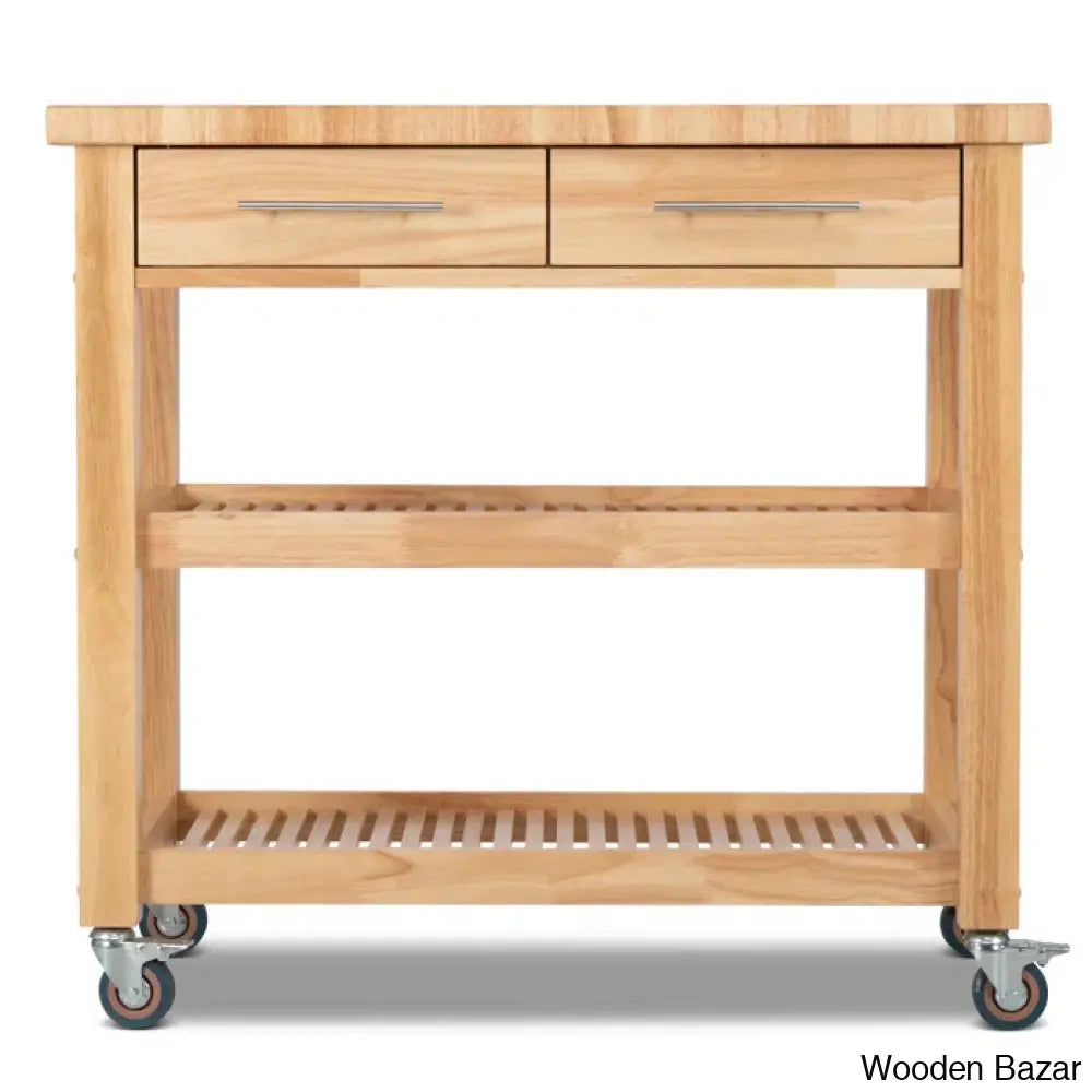 Sydney 38.30’’ Wide Rolling Kitchen Cart Trolley Cart Cabinet Kitchen Island With Storage