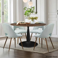 Syster Latest 4 Seater New Pedestal Dining Set - Wooden Bazar Turquoise