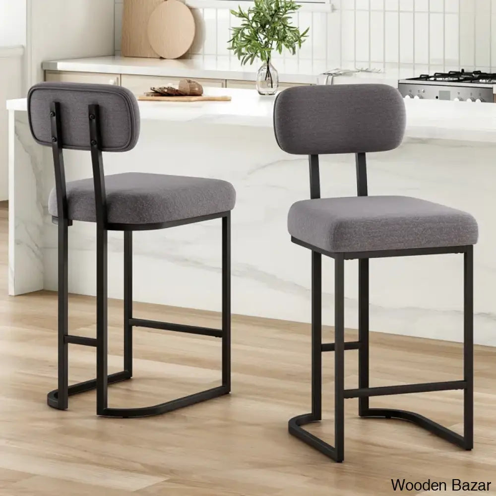 Taurice Swivel Upholstered 26.4’’ Counter And Bar Stool With Metal Frame (Set Of 2) Gray