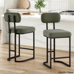 Taurice Swivel Upholstered 26.4’’ Counter And Bar Stool With Metal Frame (Set Of 2) Green