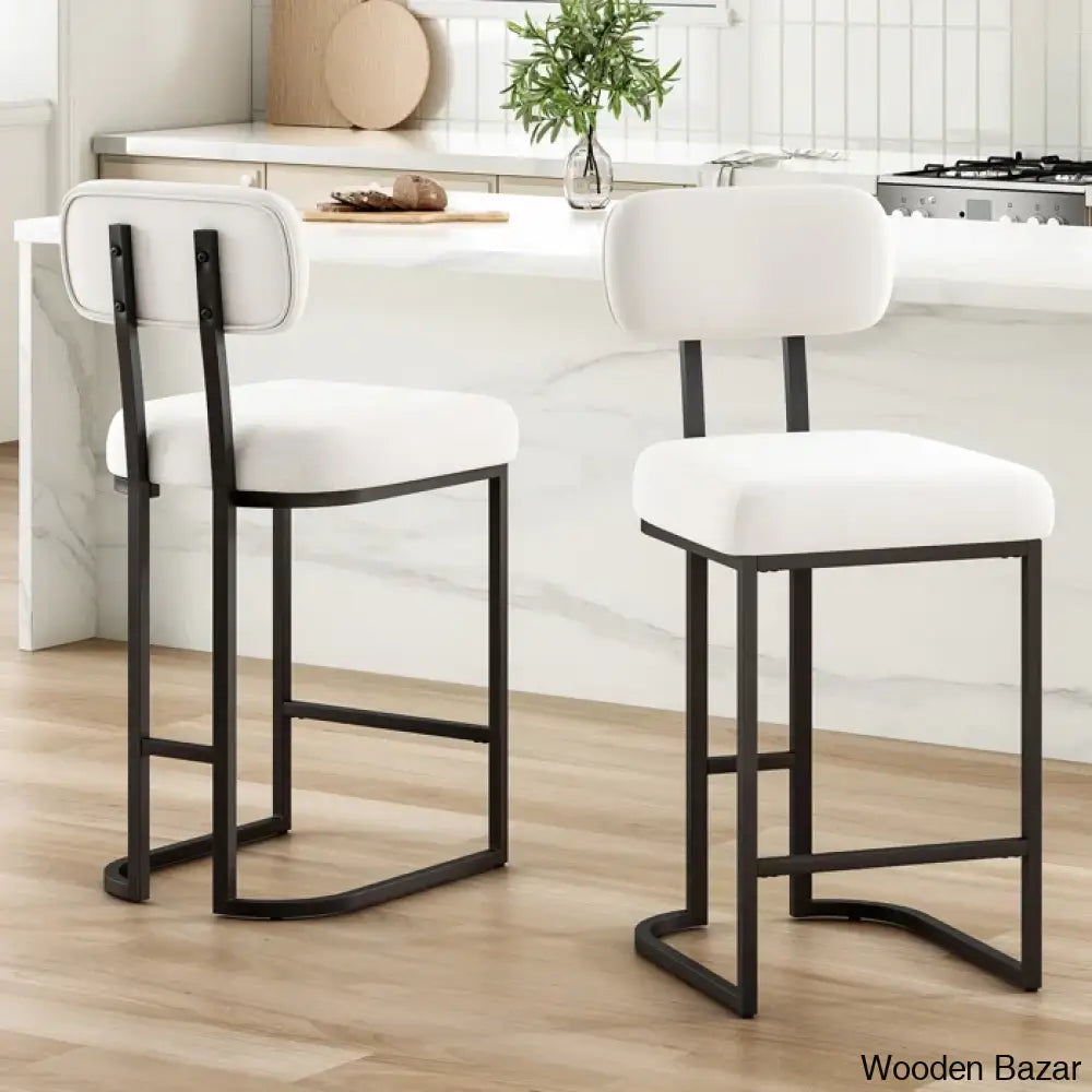 Taurice Swivel Upholstered 26.4’’ Counter And Bar Stool With Metal Frame (Set Of 2) White