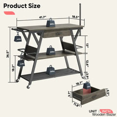 Teitelbaum Versatile Kitchen Trolley Cart Cabinet Kitchen Island With Storage And Lockable Wheels