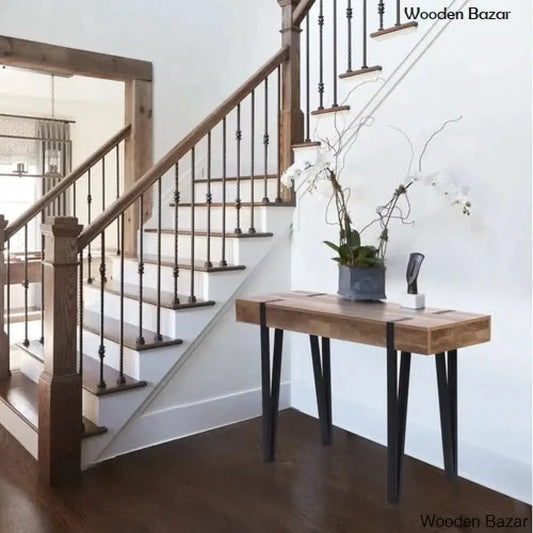 Glass Wood Console Table - Console Table