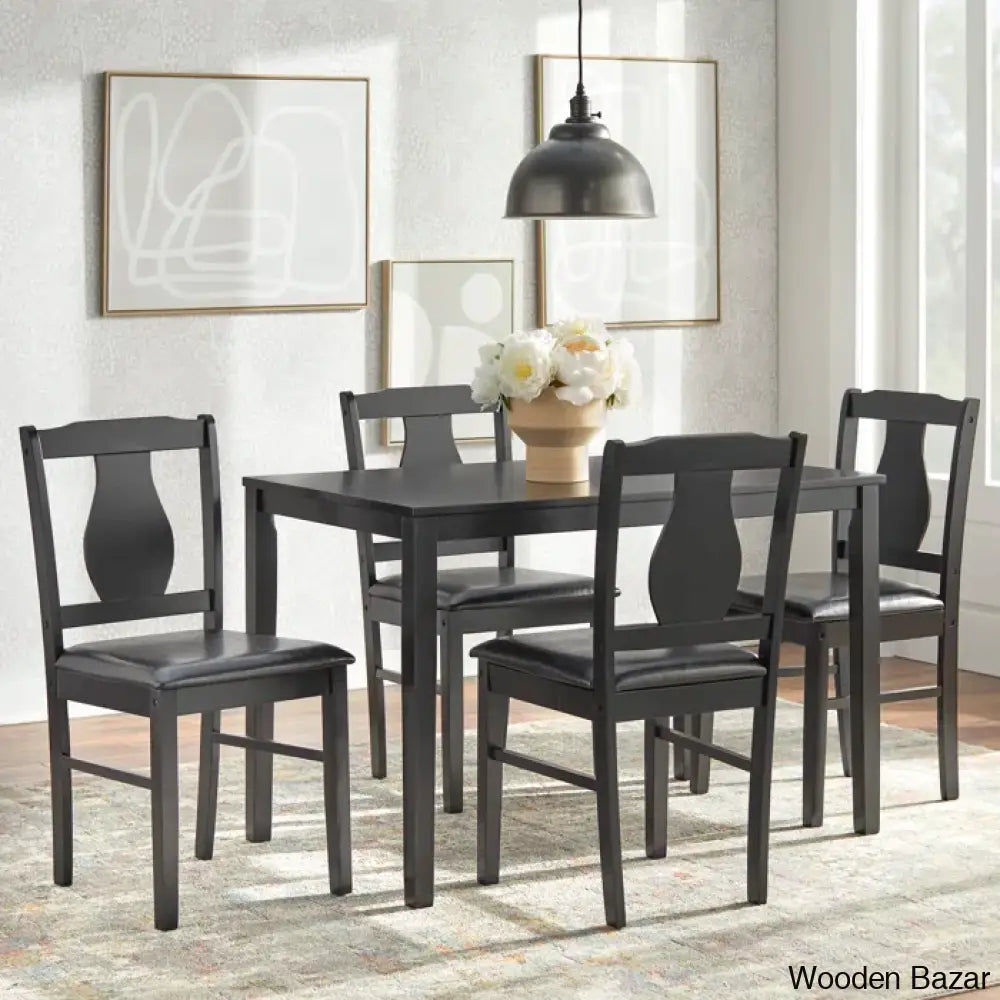 Terry Wooden 4 Seater Solid Wood Top Dining Set