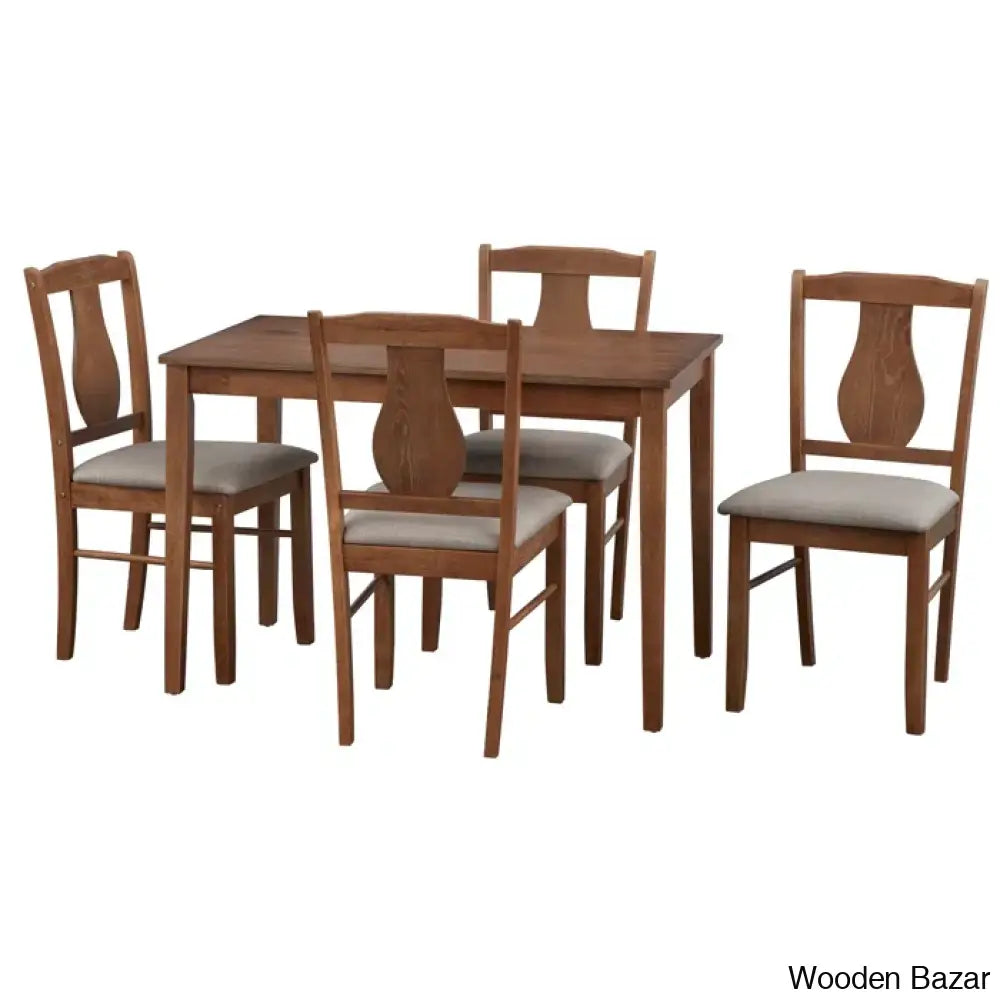 Terry Wooden 4 Seater Solid Wood Top Dining Set